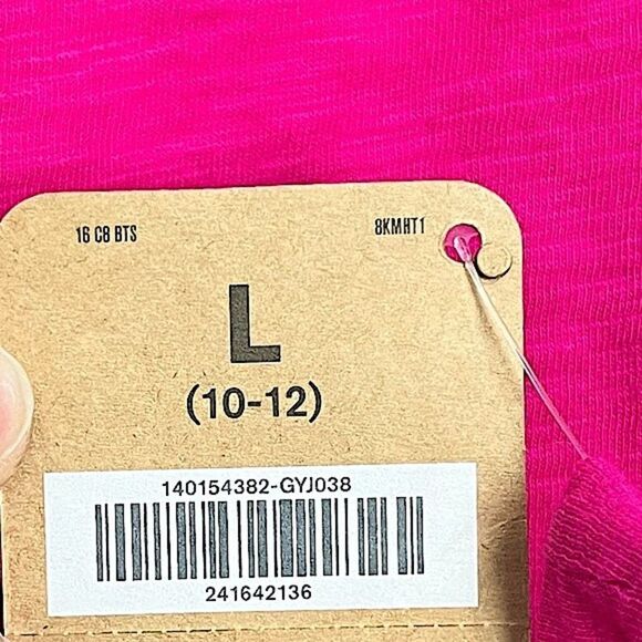 🌴 NEW Crazy 8 Solid Raspberry Boatneck Long Sleeve Top Girls L(10-12) Pink - Picture 6 of 9